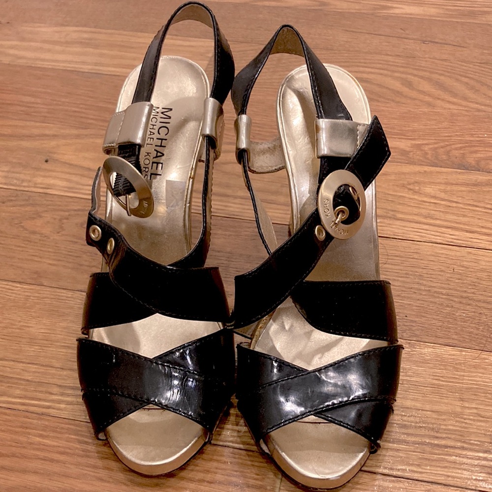 Black & Gold Strappy Michael Kors Heels